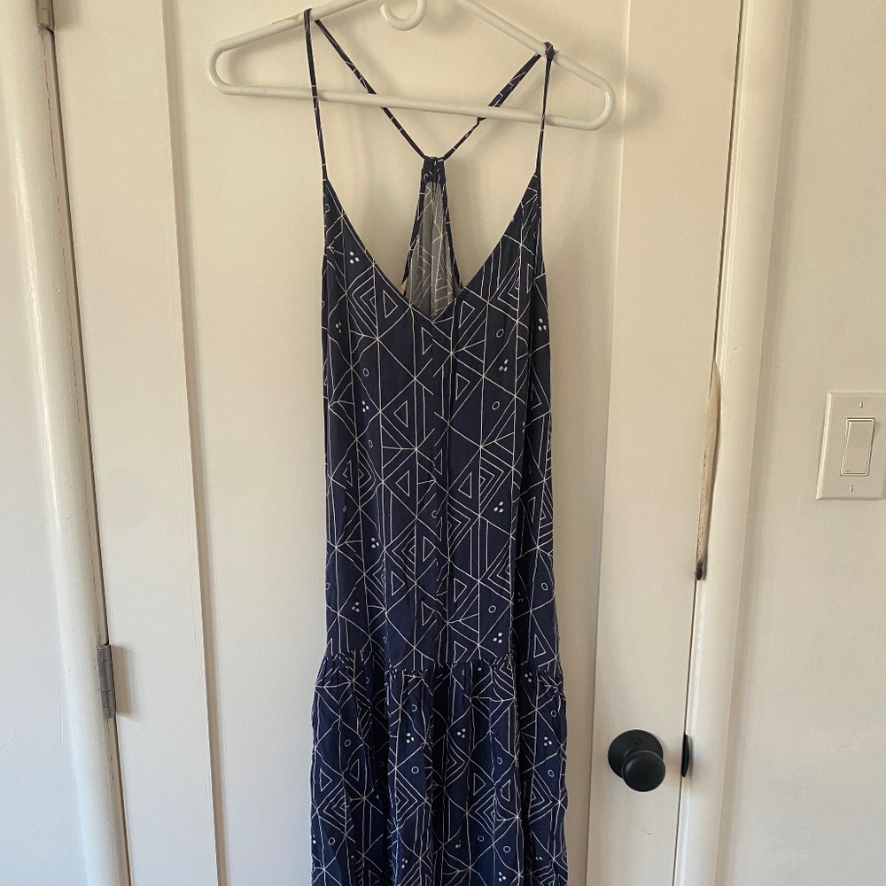 Ali Golden racer back, drop-waist printed dress - S